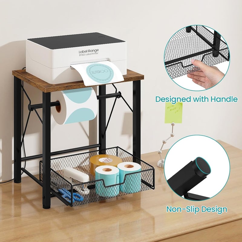 ELITEROO Label Holder for Rolls and Fan-Fold Labels, Wooden Thermal Label Holder for Desktop Label Printer, Shipping Label Stand for Thermal Printer Accessory, for Home Office Small Businesses, Brown - Image 4